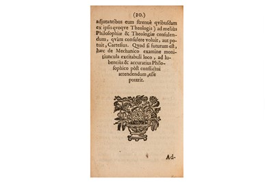 Lot 1 - Cartesius. Cum sua naturali Philosophia à Mechanicis eversus. Amsterdam, 1659