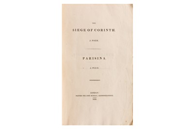 Lot 95 - Byron. The Siege of Corinth. A Poem. Parisina.; A Poem. first ed. 1816