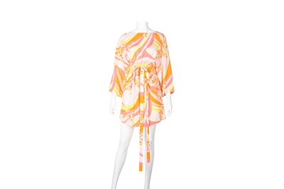 Lot 12 - Emilio Pucci Orange Print Kaftan Dress - Size 38