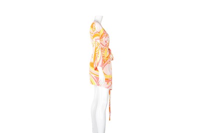 Lot 12 - Emilio Pucci Orange Print Kaftan Dress - Size 38