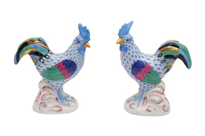 Lot 176 - A PAIR OF HEREND COCKEREL FIGURES