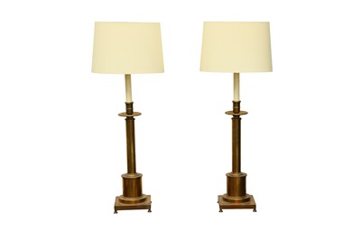 Lot 356 - A PAIR OF BRASS TELESCOPIC TABLE LAMPS