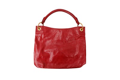 Lot 38 - Prada Red Vitello Shine Hobo Bag