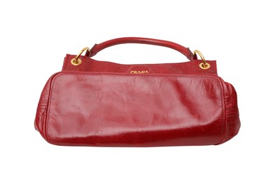 Lot 38 - Prada Red Vitello Shine Hobo Bag