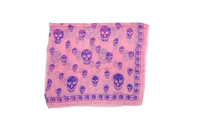 Lot 96 - Alexander McQueen Pink Skull Print Silk Scarf