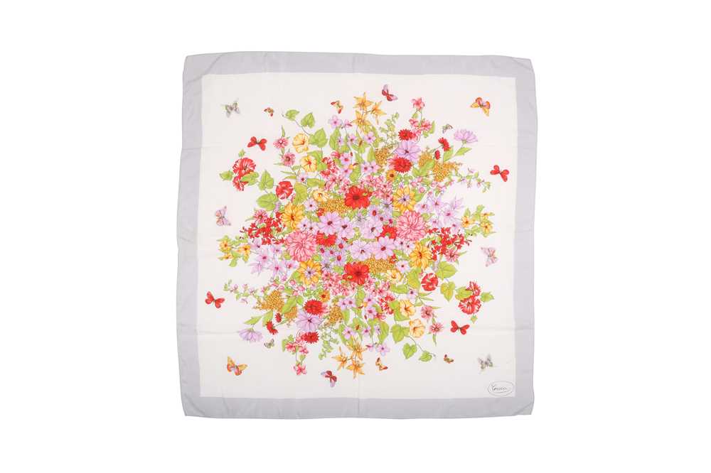 Lot 18 - Gucci Ivory Floral Print Silk Scarf