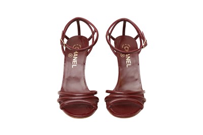 Lot 85 - Chanel Burgundy CC Quilted Wedge Sandal - Size 38.5
