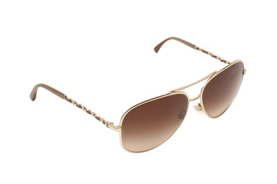 Lot 376 - Chanel Quilted CC Aviator Sunglasses