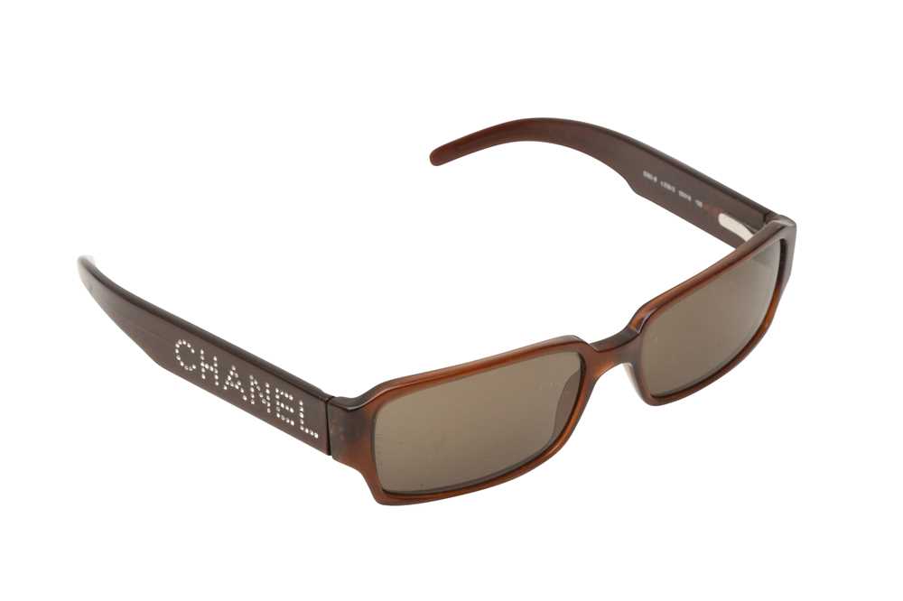 Lot 235 - Chanel Brown Crystal Rectangle Sunglasses