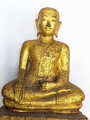 Lot 682 - TWO THAI GILT-BRONZE FIGURES OF BUDDHA