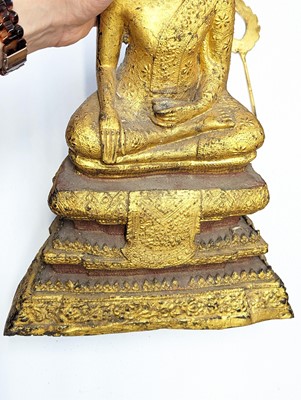 Lot 682 - TWO THAI GILT-BRONZE FIGURES OF BUDDHA