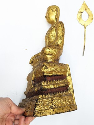 Lot 682 - TWO THAI GILT-BRONZE FIGURES OF BUDDHA