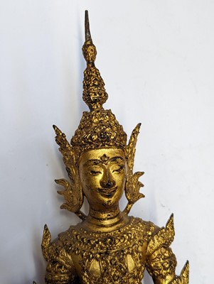 Lot 682 - TWO THAI GILT-BRONZE FIGURES OF BUDDHA