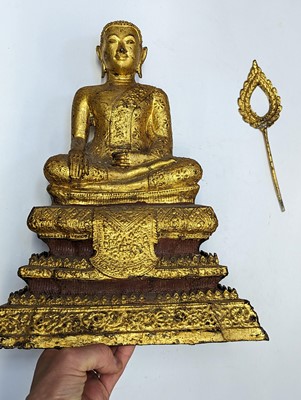 Lot 682 - TWO THAI GILT-BRONZE FIGURES OF BUDDHA