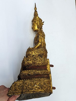 Lot 682 - TWO THAI GILT-BRONZE FIGURES OF BUDDHA