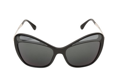 Lot 527 - Chanel Black CC Butterfly Sunglasses