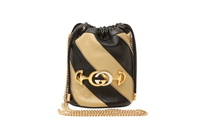 Lot 290 - Gucci Black Zumi Stripe Drawstring Bucket Bag