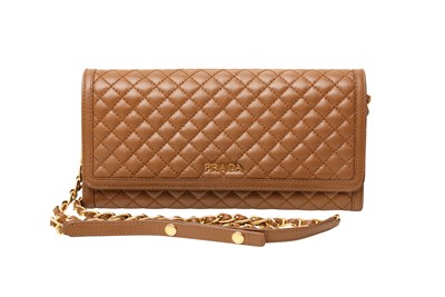 Lot 317 - Prada Tan Quilted Wallet On Chain