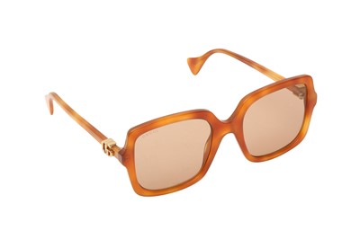Lot 230 - Gucci Havana GG Oversized Square Sunglasses