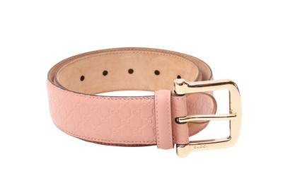 Lot 63 - Gucci Pink Microguccissima Belt - Size 70