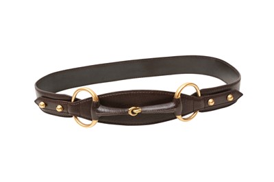 Lot 224 - Gucci Brown Horsebit Waist Belt - Size 90