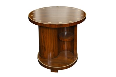 Lot 434 - AN ART DECO STYLE ROSEWOOD CIRCULAR OCCASSIONAL TABLE