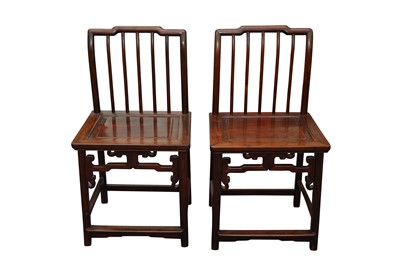 Lot 302 - A PAIR OF CHINESE HARDWOOD SINGLE CHAIRS