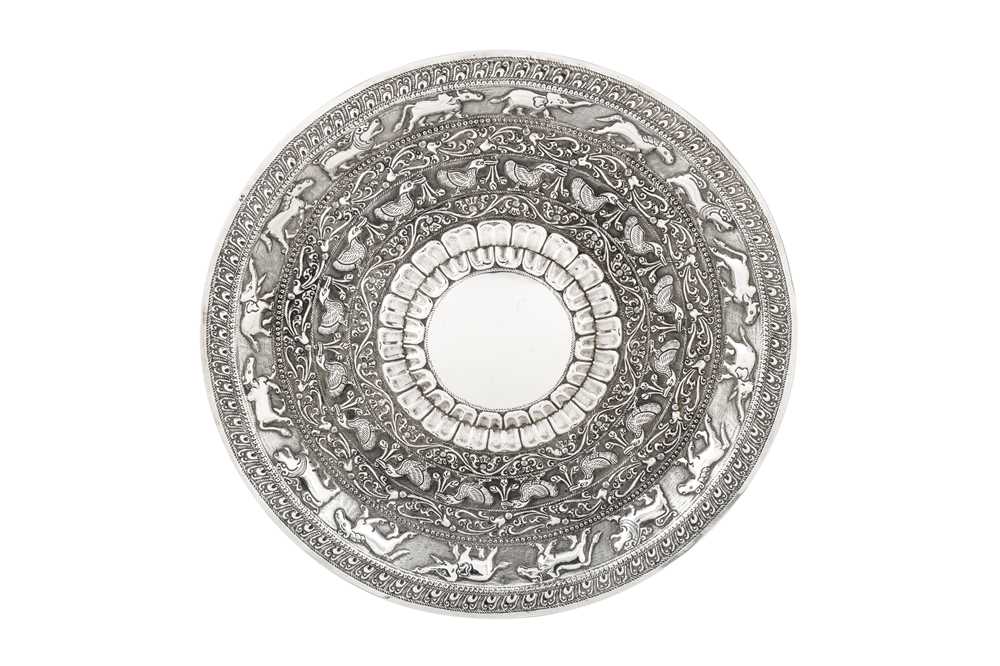 Lot 128 - An early to mid-20th century Ceylonese (Sri Lankan) silver moonstone tray, Kandy circa 1920-40