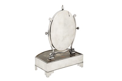 Lot 71 - An Edwardian sterling silver and tortoiseshell dressing mirror table and jewellery box, London 1902 by William Comyns