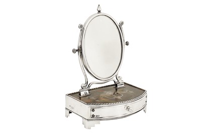 Lot 71 - An Edwardian sterling silver and tortoiseshell dressing mirror table and jewellery box, London 1902 by William Comyns