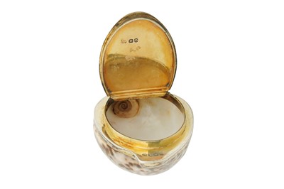 Lot 19 - A George III sterling silver gilt mounted tiger cowrie shell, London 1809 by Thomas Phipps and Edward Robinson