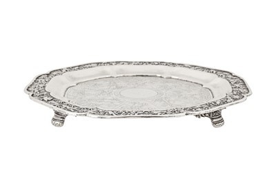 Lot 152 - A mid-19th century Chinese Export silver salver, Canton circa 1870 by Yi Chang, retailed by Wang Hing