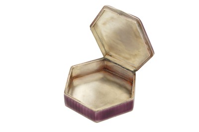 Lot 30 - An early 20th century German 935 standard silver and guilloche enamel box, Pforzheim circa 1920 by AW (untraced)