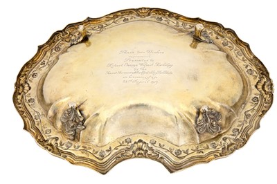 Lot 189 - A Victorian Scottish sterling silver gilt basin, Glasgow 1864 by John Miller and Co