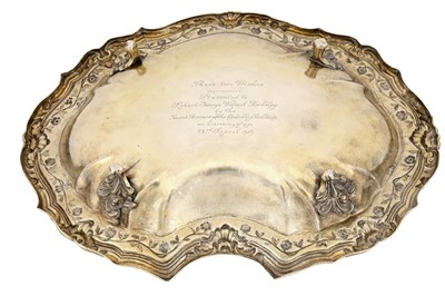 Lot 189 - A Victorian Scottish sterling silver gilt basin, Glasgow 1864 by John Miller and Co