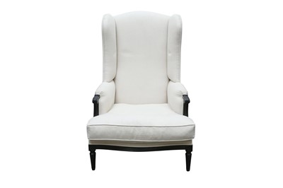 Lot 291 - A CONTEMPOARY LOUIS XVI STYLE WINGBACK ARMCHAIR