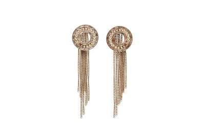 Lot 383 - Chanel Tassel CC Long Pierced Earrings