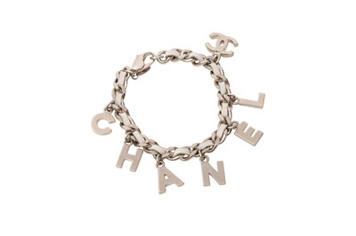 Lot 611 - Chanel White Chain Logo Charm Bracelet