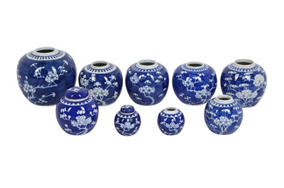 Lot 226 - A COLLECTION OF CHINESE PORCELAIN PRUNUS BLOSSOM DECORATED GINGER JARS