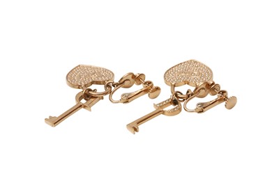 Lot 365 - Christian Dior Heart And Key Screwback Earrings