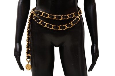 Lot 448 - Chanel Black CC Medallion Heavy Chain Belt