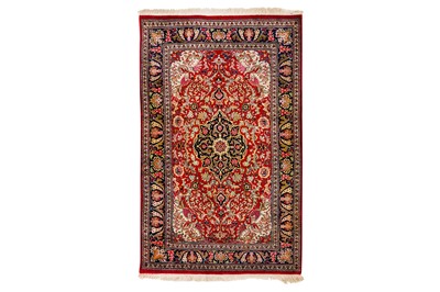 Lot 34 - AN EXTREMELY FINE SILK QUM RUG, CENTRAL PERSIA