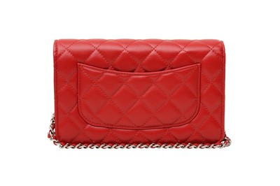 Lot 45 - Chanel Red Quilted Wallet On Chain