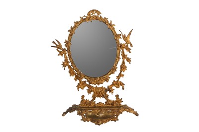 Lot 470 - AN OVAL GILT METAL VANITY STAND MIRROR