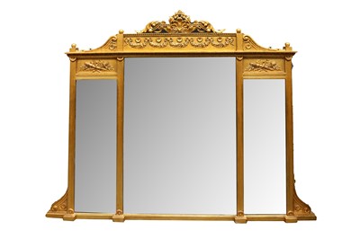 Lot 444 - A LATE VICTORIAN NEOCLASSICAL REVIVAL GILT OVERMANTEL MIRROR