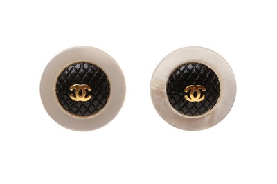 Lot 418 - Chanel Black Matelasse Clip On Earrings