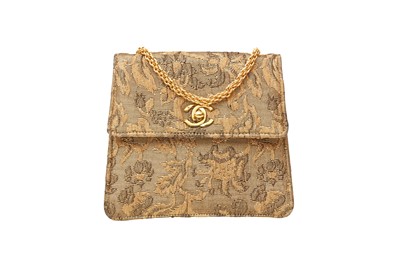 Lot 396 - Chanel Gold Floral Brocade Mini Flap Bag