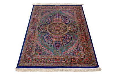 Lot 76 - AN EXTREMELY FINE SIGNED SILK QUM RUG, CENTRAL PERSIA
