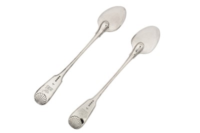 Lot 237 - Duke of Leeds – A pair of good George III sterling silver basting spoons, London 1817 by William Eley and William Fearn