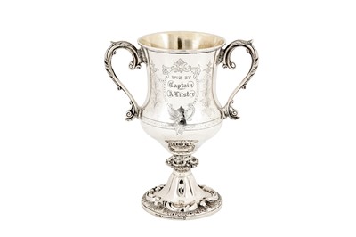 Lot 91 - A third quarter 19th century Indian colonial silver twin handled cup, Calcutta dated 1876 by Cooke and Kelvey